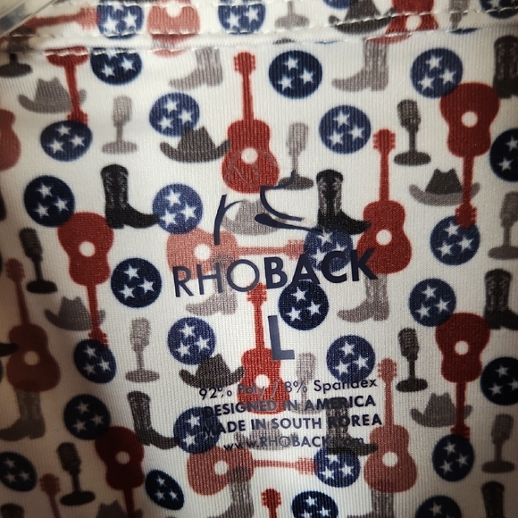 Rhoback Nashvegas Red, Blue, and Gray Patterned Shirt Size Large - Picture 3 of 8